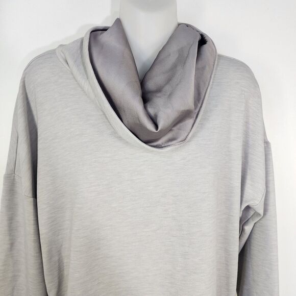 White House Black Market Women Top Medium Petite Light Gray Funnel Neck Side Zip - Picture 3 of 11